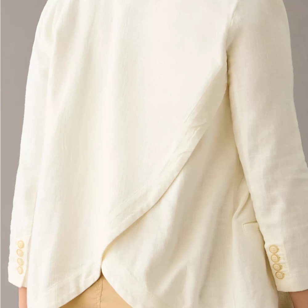 Linen Tulip Blazer by Anthropologie – Lightweight Linen Viscose Layer, Size 6 - Picture 3 of 14
